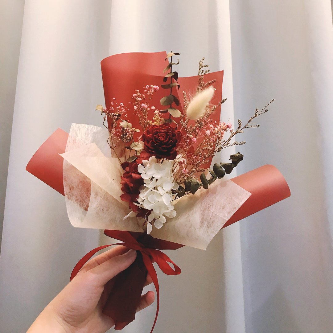 干燥花束 (小)。情人节花束。生日花束。求婚花束。毕业花束 - 干燥花/捧花 - 植物．花 