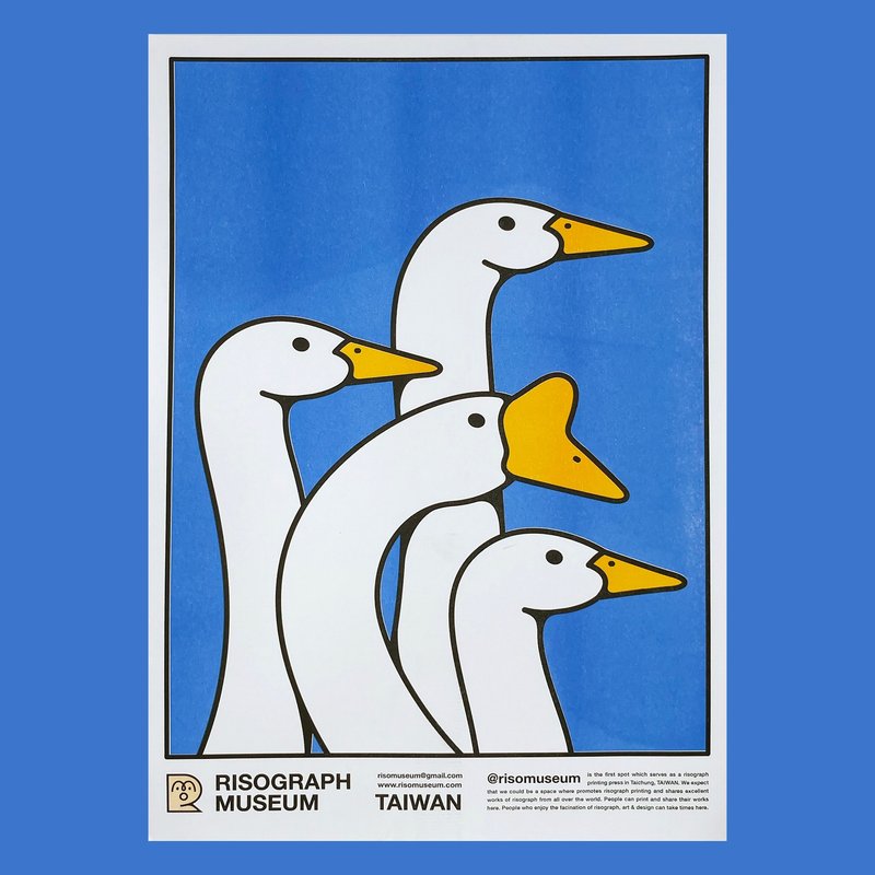 鹅鹅们A3海报  Geese A3 Poster - 卡片/明信片 - 纸 蓝色