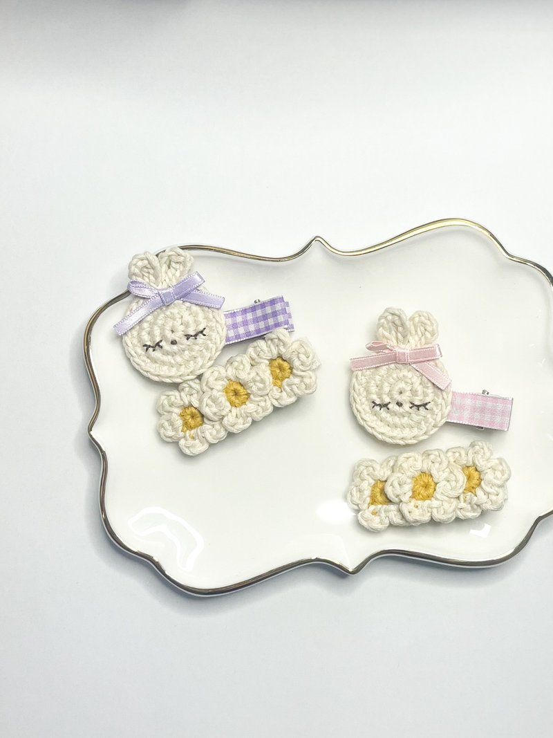 打盹兔兔与花冠发夹组　Pinkoi限定 - 发饰 - 棉．麻 多色