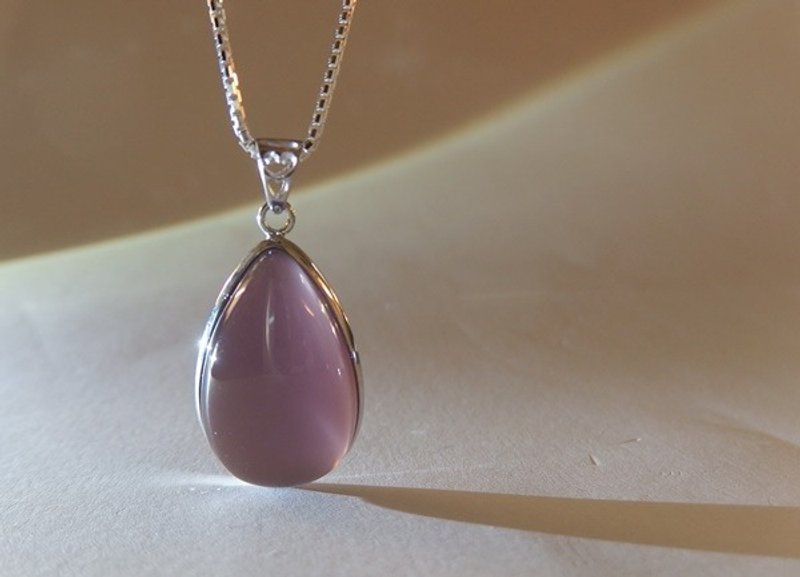 特级天然紫玉髓纯银吊坠  Purple Chalcedony Silver Pendant - 项链 - 宝石 紫色