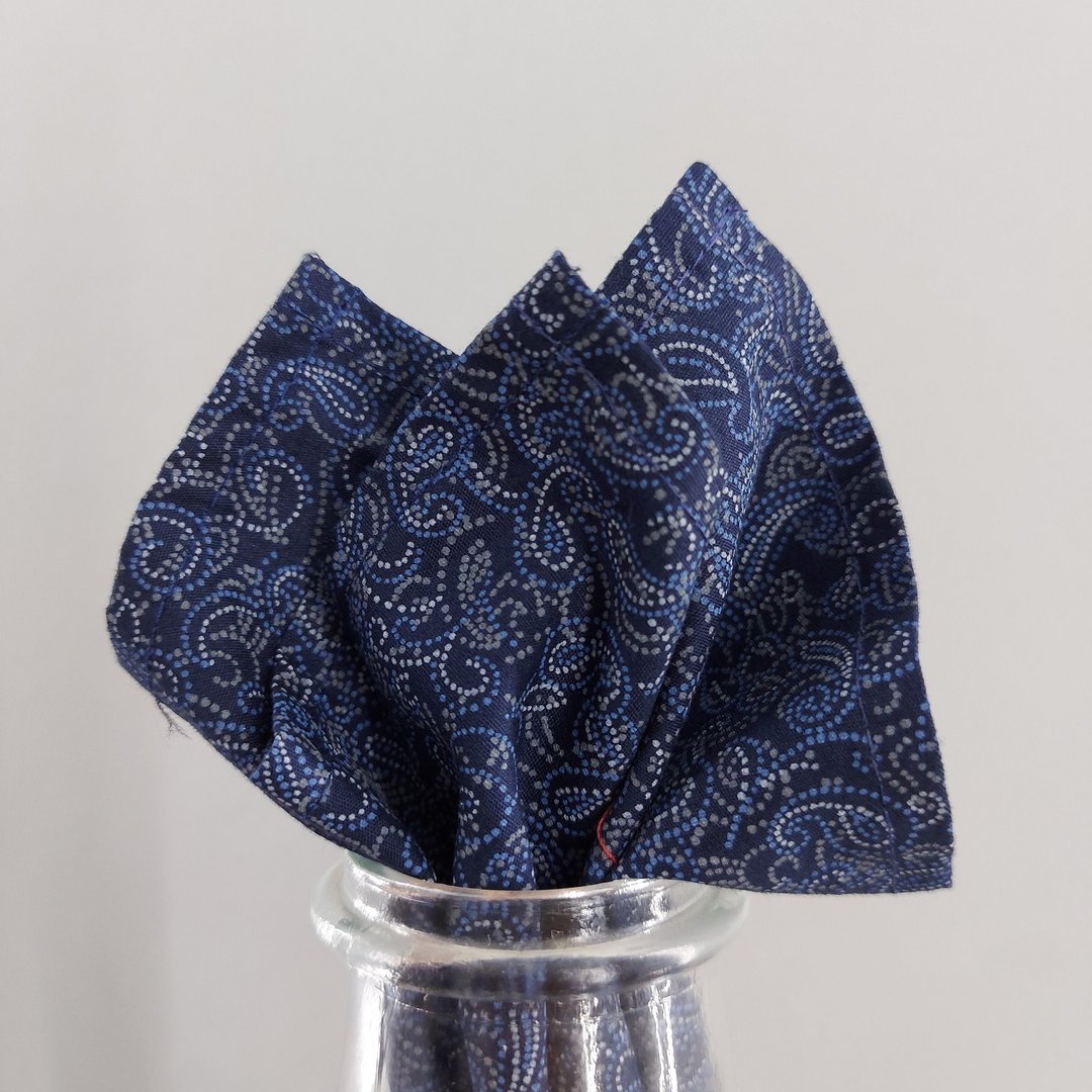 Pocket Square - ฺBlue Paisley - 手帕/方巾 - 棉 蓝色