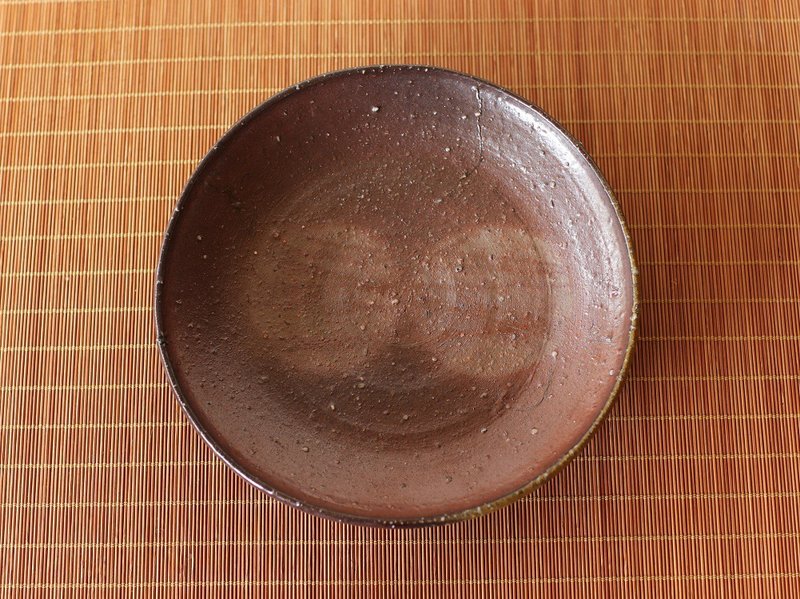 Bizen ware dish (17.5cm) sr3-058 - 盘子/餐盘/盘架 - 陶 咖啡色