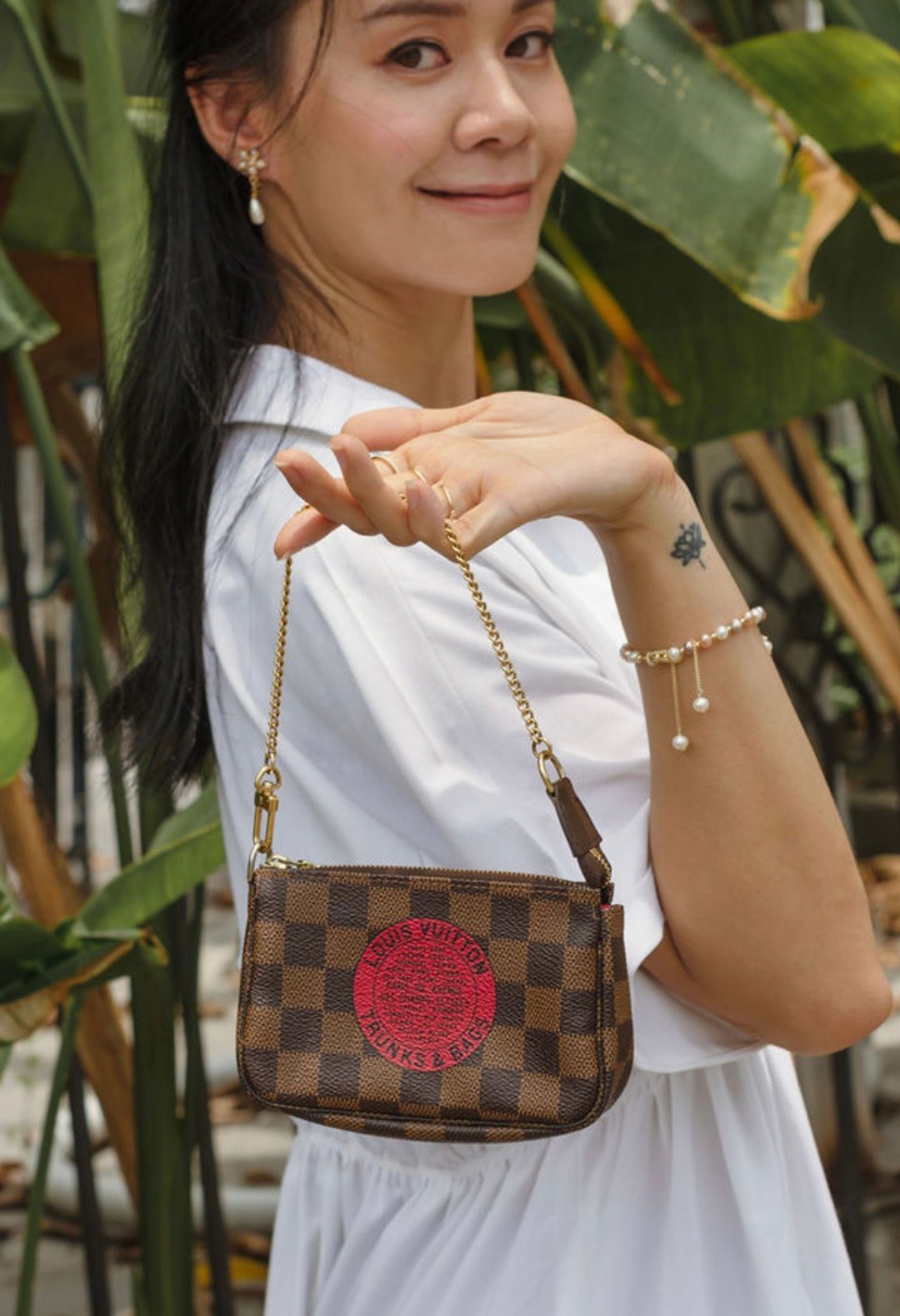LOUIS VUITTON Damier棋盘格小麻将袋T and B棕色 - 手提包/手提袋 - 真皮 多色