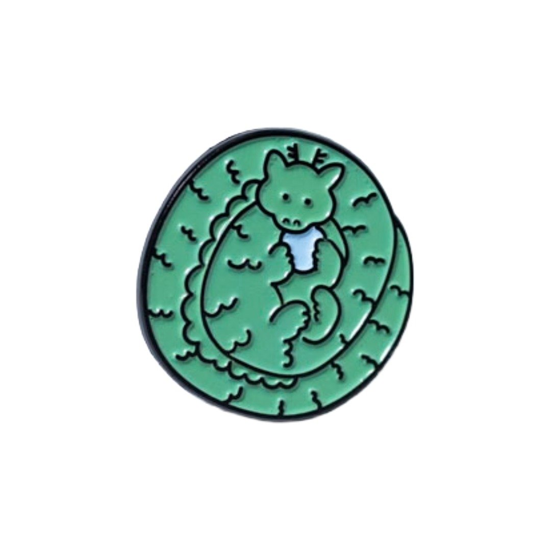 【金属胸针】龙纹插画【研磨珐琅】 - 徽章/别针 - 其他金属 绿色
