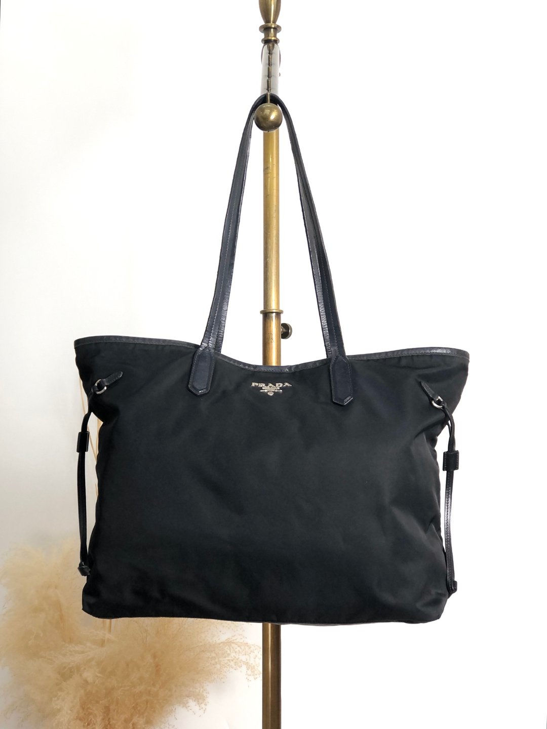 【 日本直送 名牌中古包 】PRADA 普拉达 托特包 黑色 Logo 尼龙 vintage 古着 tv4u47 - 手提包/手提袋 - 尼龙 黑色