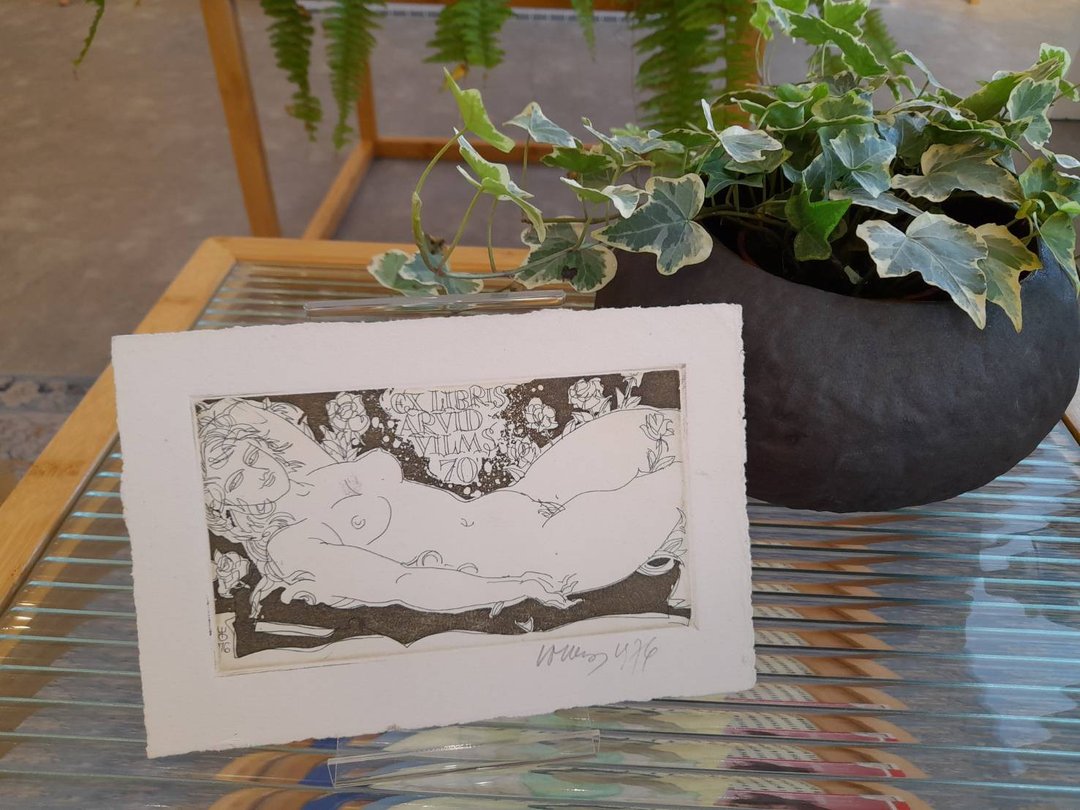 Ex-libris 1976 Evald Okas - 藏书票 - 版画 - ARVID VILMS - 海报/装饰画/版画 - 纸 白色