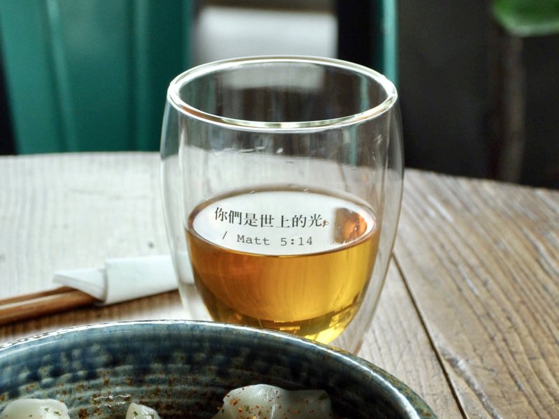 【你们是世上的光】经文双层玻璃杯 单入 礼盒 - 咖啡杯/马克杯 - 玻璃 透明
