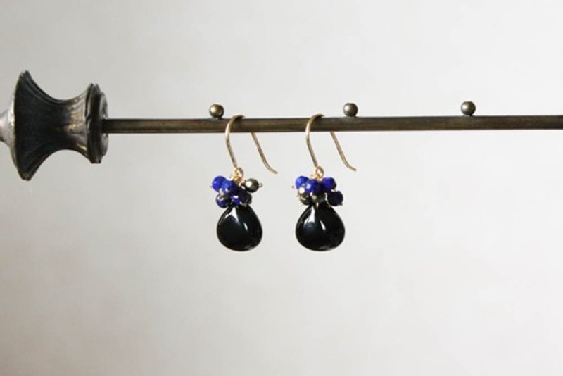 Pinkoi 代购 - No. 780 玛瑙、青金石、黄铁矿耳针 - 耳环/耳夹 - 宝石 