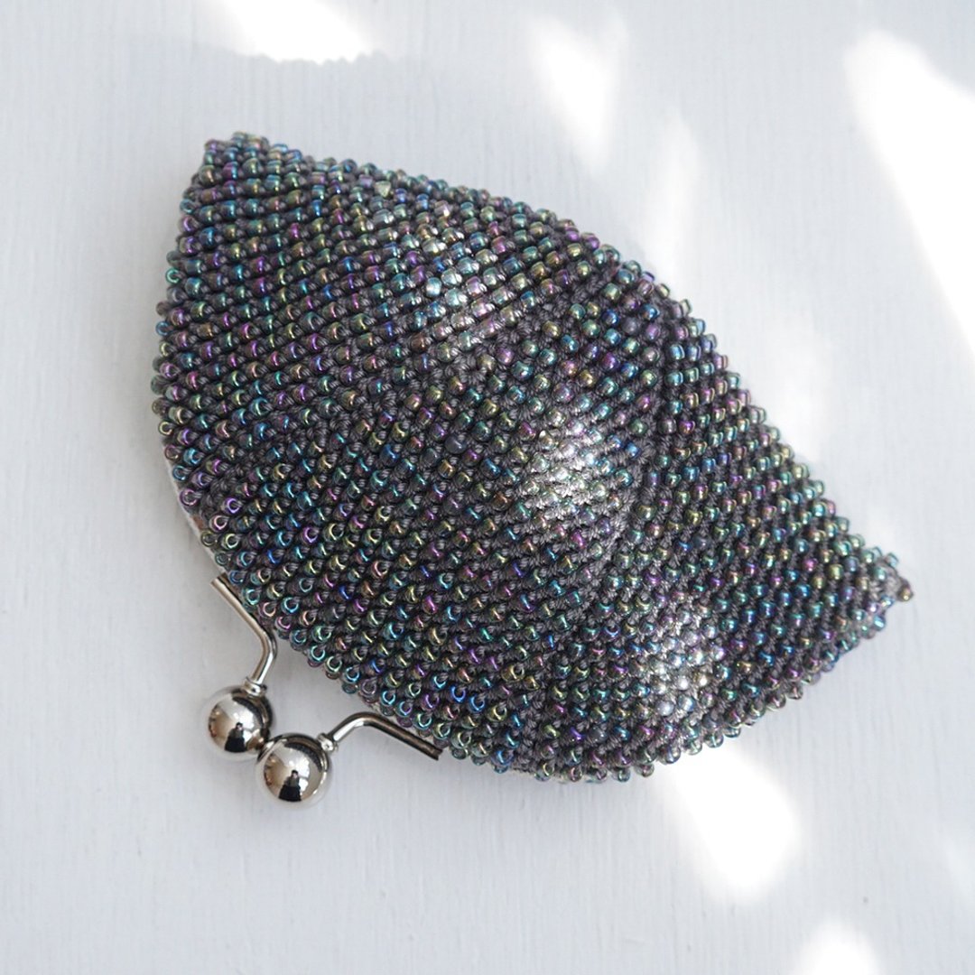 Ba-ba handmade Beads crochet pouch No.1869 - 化妆包/杂物包 - 其他材质 灰色