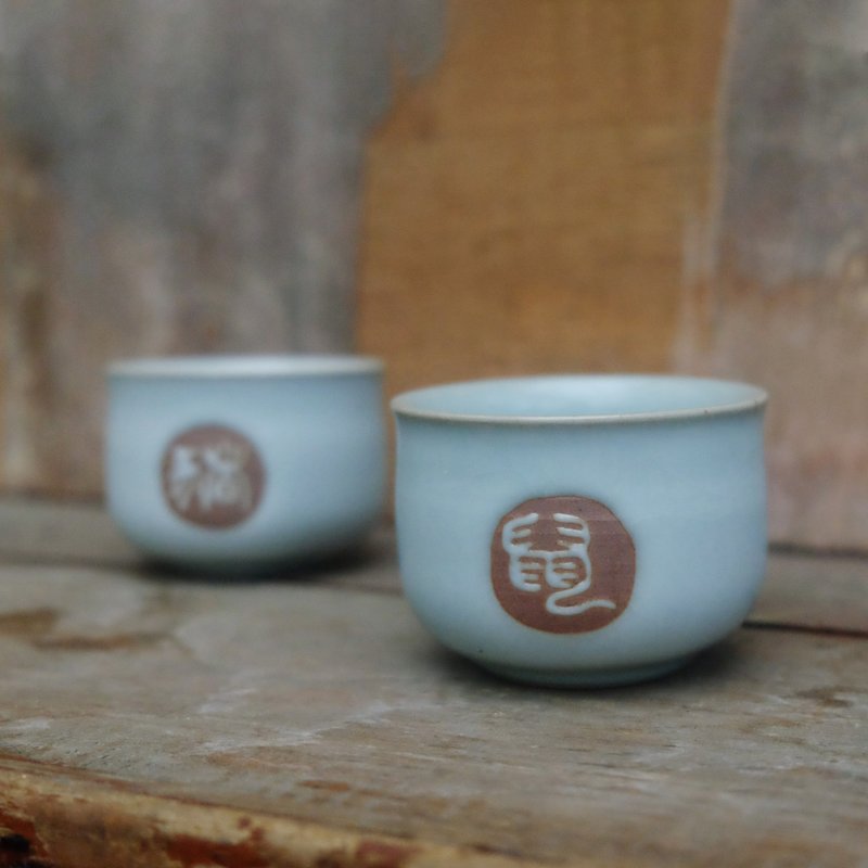 青瓷汝窑十二生肖茶杯 陶茶杯 陶杯 - 茶具/茶杯 - 陶 白色