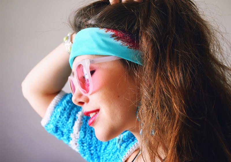  限量发行  "Labyrinth1" 迷路ㄧ  纯丝限量版领巾 Made in Italy - 丝巾 - 丝．绢 蓝色