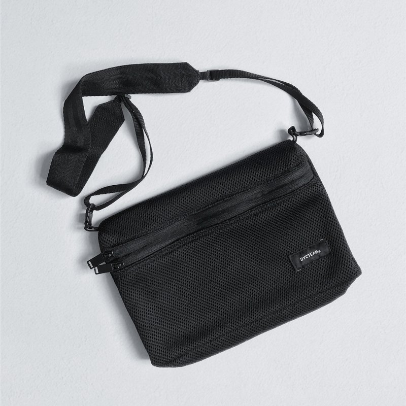 DYCTEAM - Mesh Bag - 侧背包/斜挎包 - 棉．麻 黑色