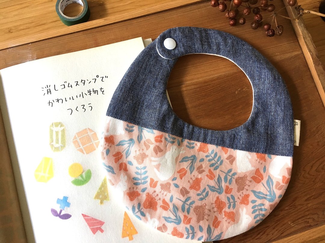 Bugoo baby围兜兜  森林系  兔子牛仔蓝 - 围嘴/口水巾 - 棉 粉红色
