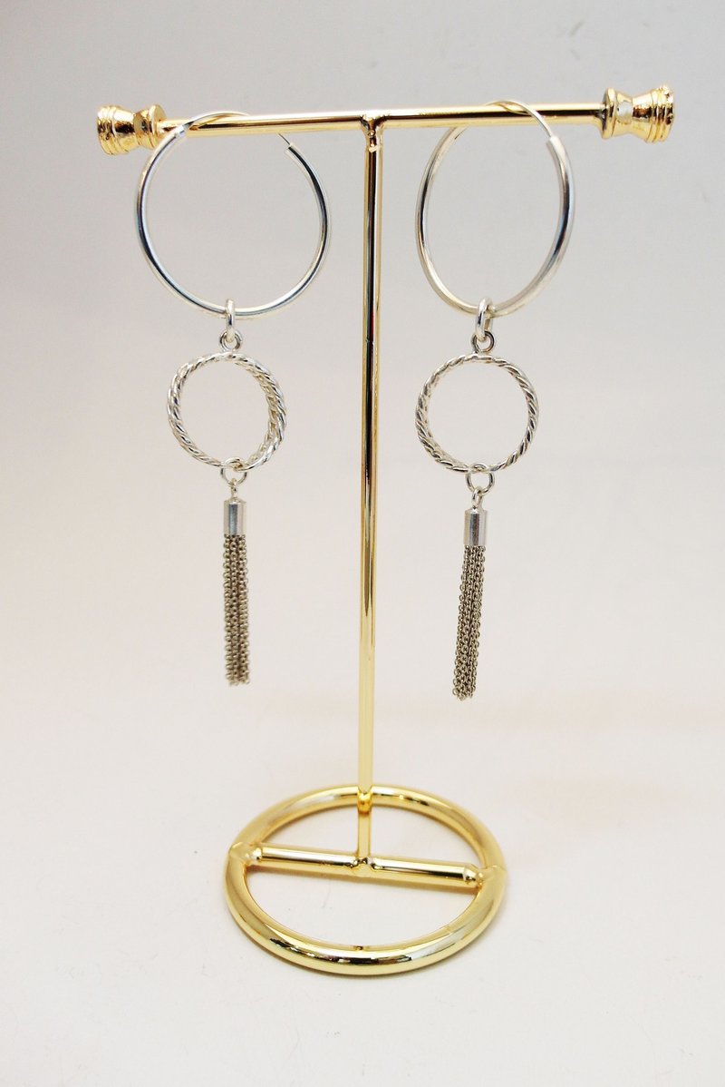 zo.craft 双圈流苏耳环/925纯银 - 耳环/耳夹 - 其他金属 灰色