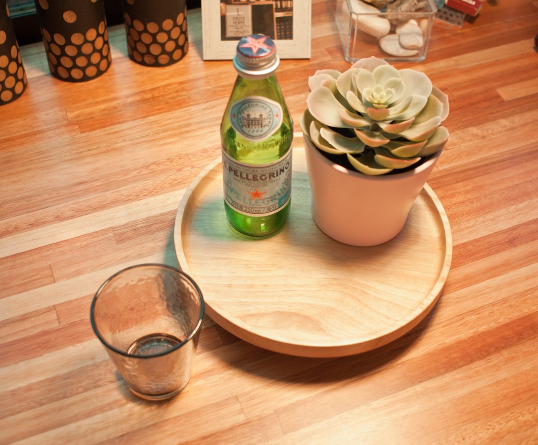 手车实木托盘 原木色&胡桃色-圆23CM/咖啡廰/餐廰/民宿/茶/置物 - 托盘/砧板 - 木头 透明