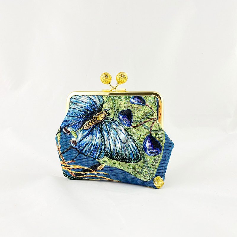 【随身包系列】梦幻森林口金包 - 皮夹/钱包 - 棉．麻 蓝色