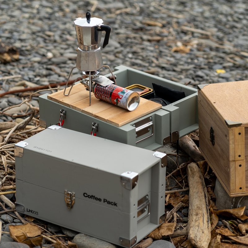 Coffee Pack 咖啡收纳箱-军灰 - 露营用品 - 木头 灰色