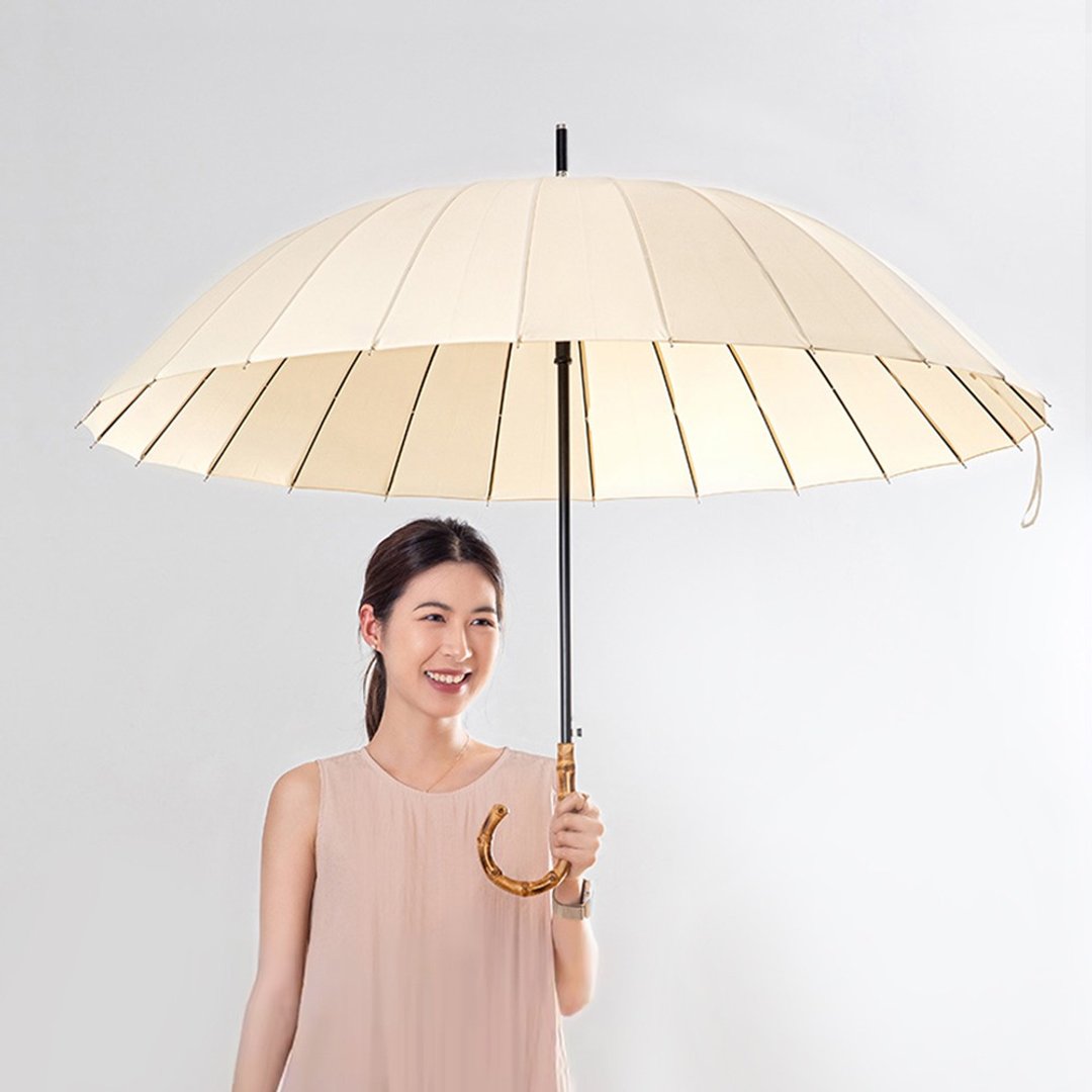 日本霜山 24骨防风大伞面晴雨两用竹柄自动伞-多色可选 - 雨伞/雨衣 - 其他材质 多色