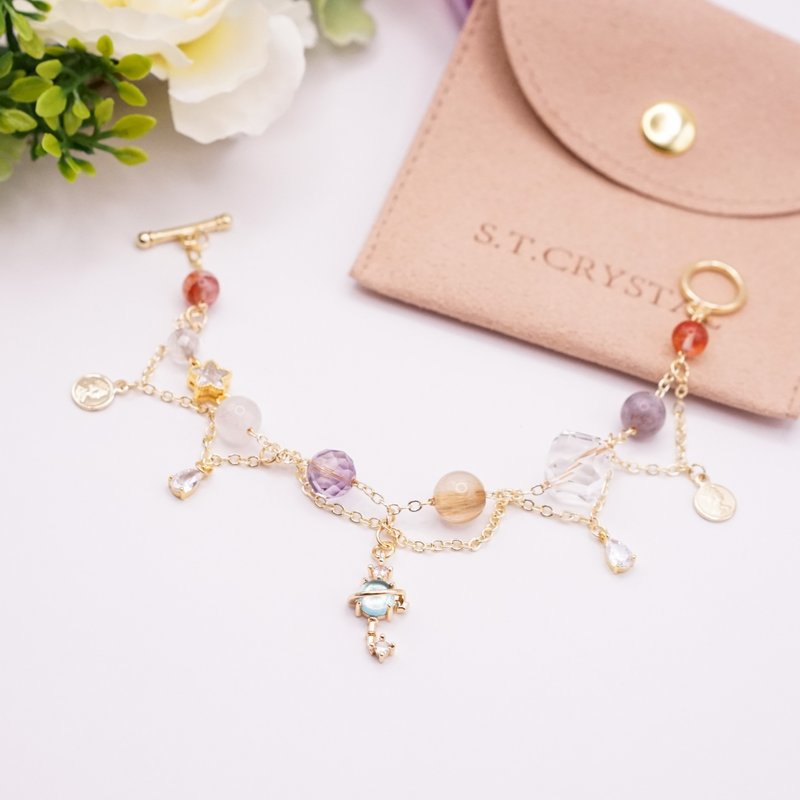 【手作】钛晶嘉年华金属垂坠手链 - 手链/手环 - 水晶 