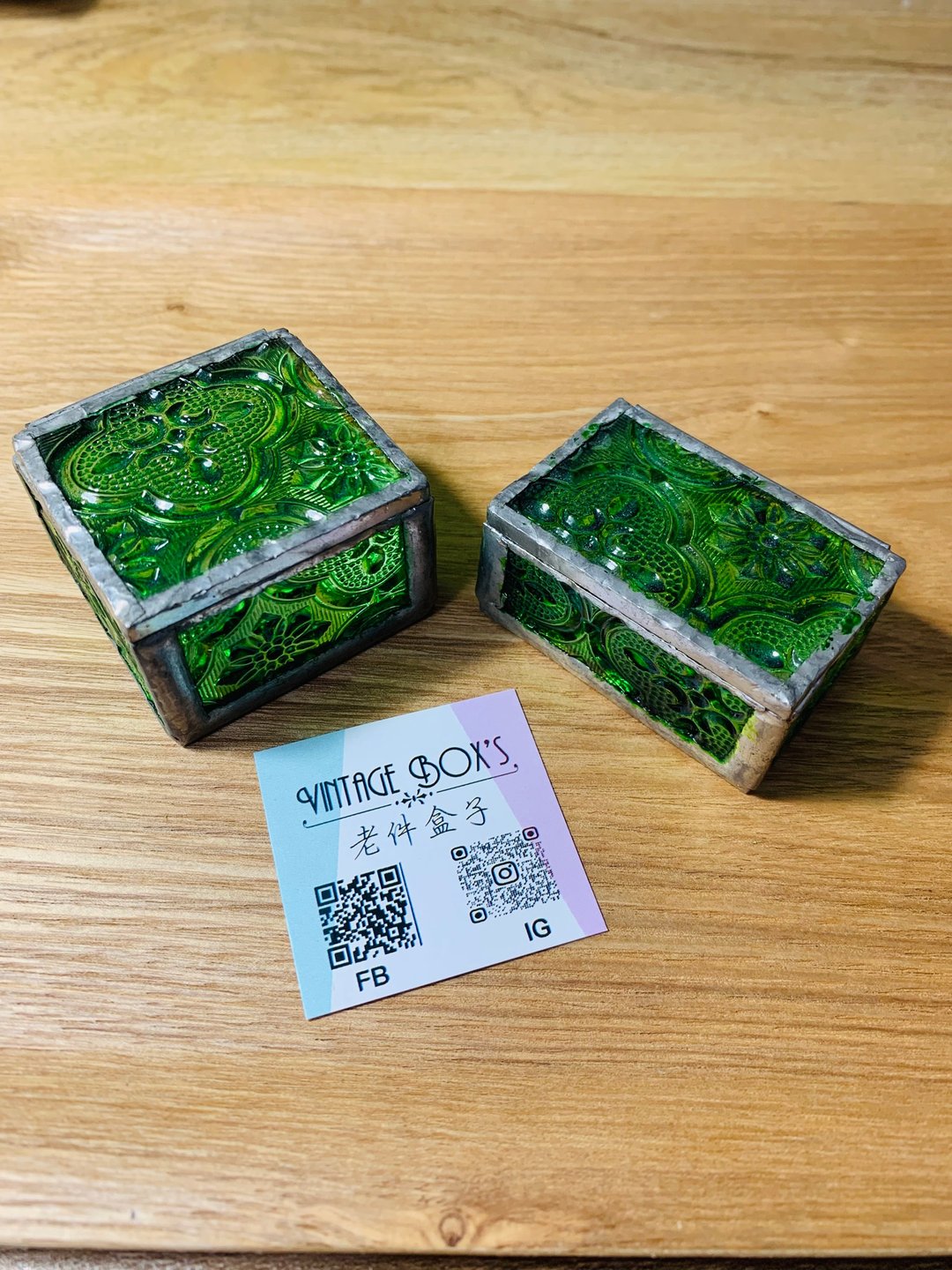 Vintage 罕见手工彩绘海棠花玻璃小盒 - 其他 - 玻璃 