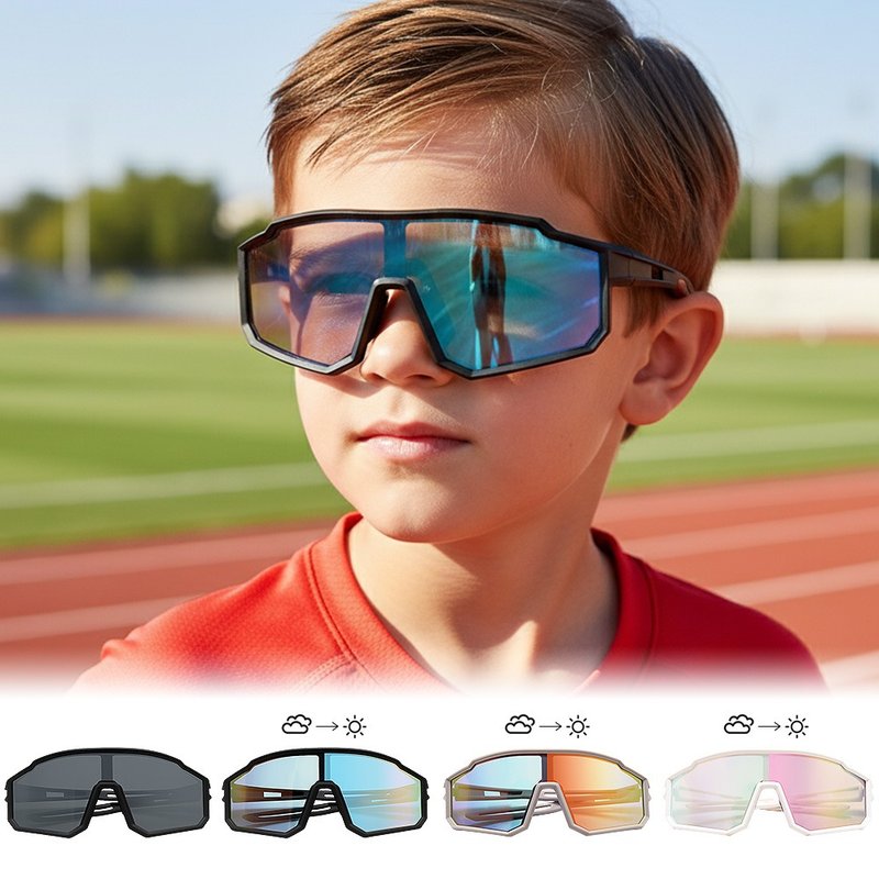 活力时尚运动流线设计硅胶弹性儿童UV400太阳眼镜│偏光墨镜 - 墨镜 - 塑料 黑色