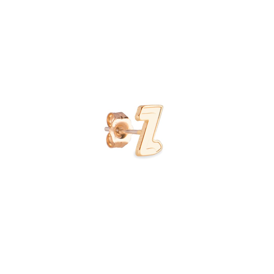 英文字母耳环 Z -纯银镀金耳环 (单只) - 耳环/耳夹 - 纯银 金色