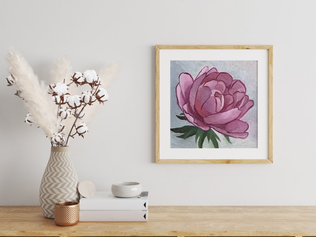 粉红牡丹-原创油画、花艺、墙画 - 墙贴/壁贴 - 棉 多色