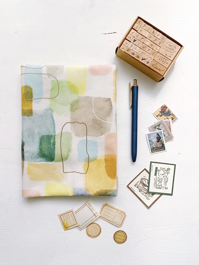 hairmo水彩色块手工书衣/书套(笔记本/日记/手帐) - 书衣/书套 - 棉．麻 多色