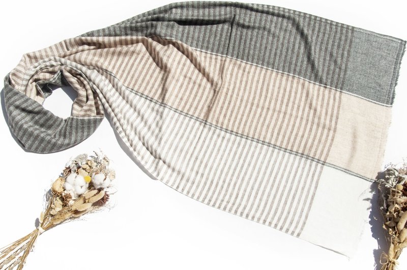 喀什米尔Cashmere 针织围巾 纯羊毛围巾 手织围巾 编织围巾-焦糖 - 围巾/披肩 - 羊毛 卡其色