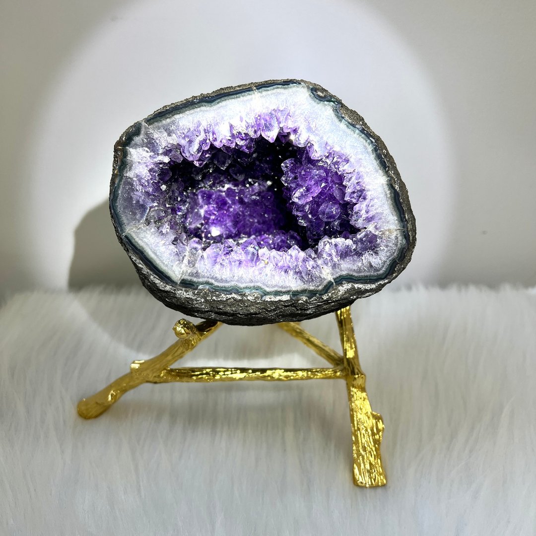紫晶钱袋子连订造底座 | 水晶 | 水晶摆件 - 摆饰 - 水晶 紫色
