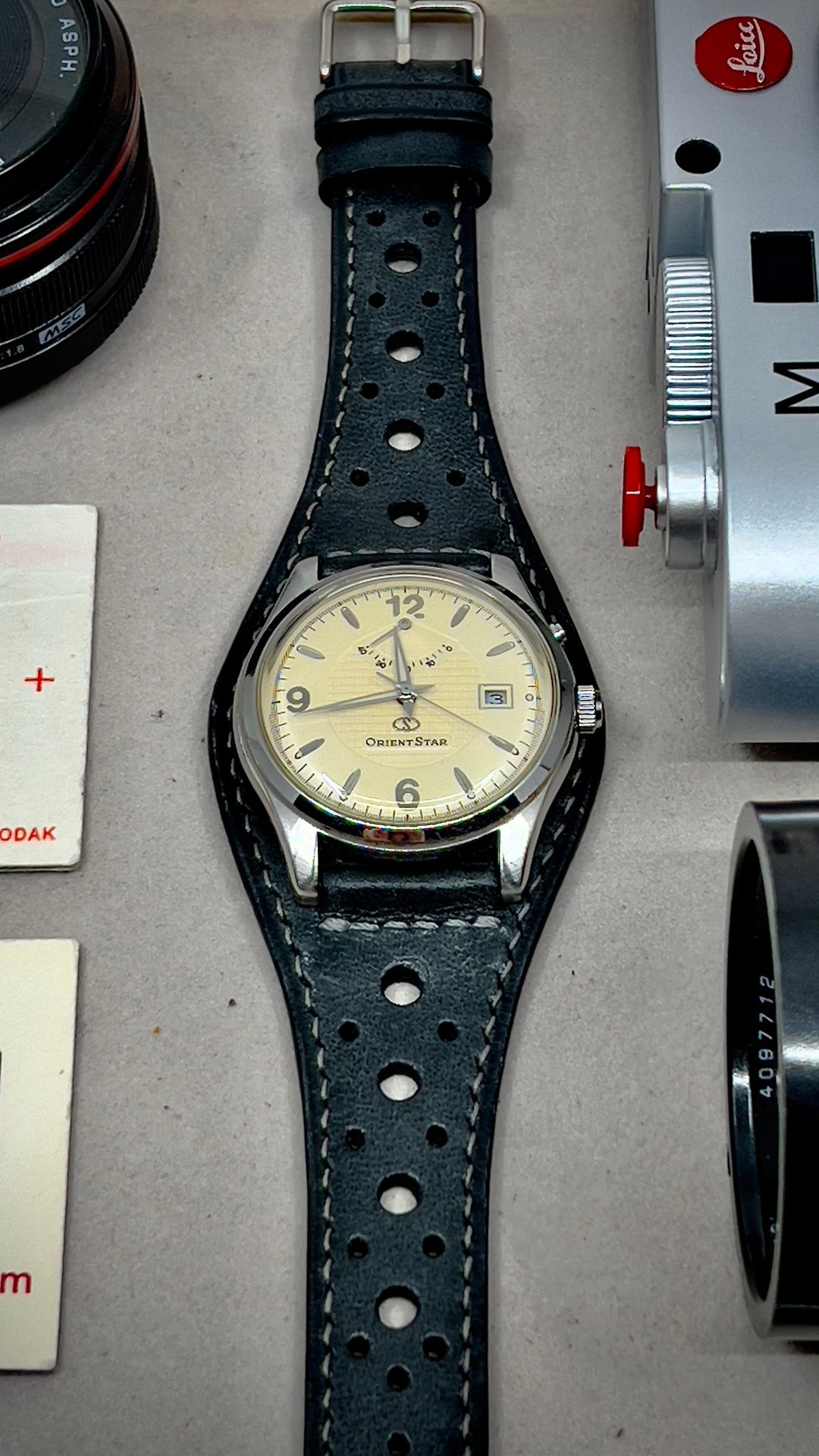 黑皮革表带 手工制作 19mm 20mm 布洛克风格表带订制 watch strap - 表带 - 真皮 黑色