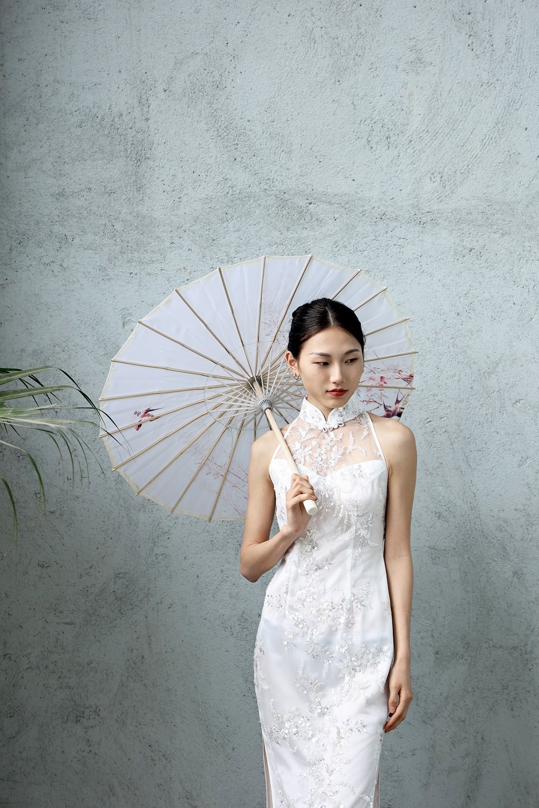 入肩蕾丝花旗袍 | 晚装礼服 | 高档旗袍 | 婚纱旗袍 - 旗袍 - 其他材质 白色