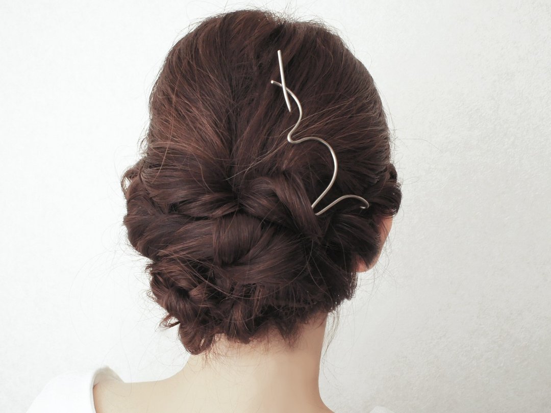 Hair clip　Hair accessories　W　Stainless steel - 发饰 - 不锈钢 银色