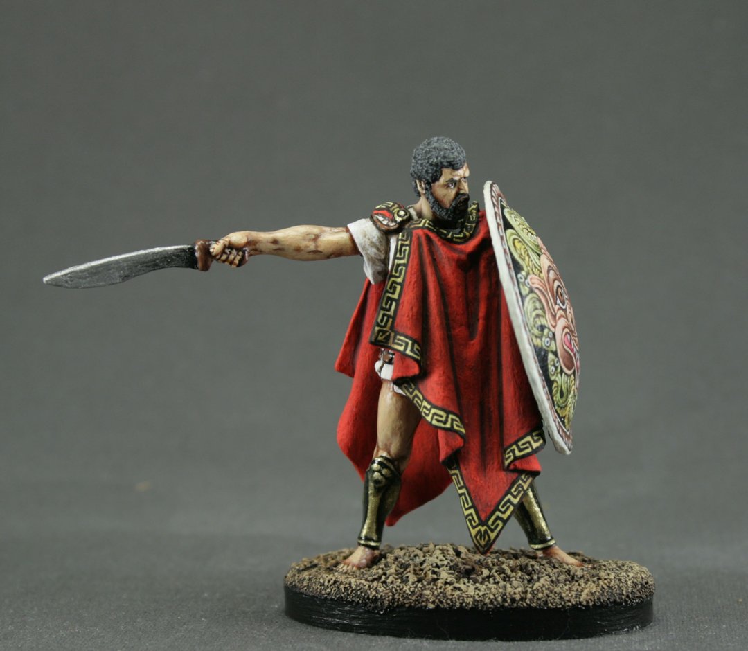 Greek hoplite Handmade miniature figurine 54 mm Collectible Soldier - 玩偶/公仔 - 其他金属 红色
