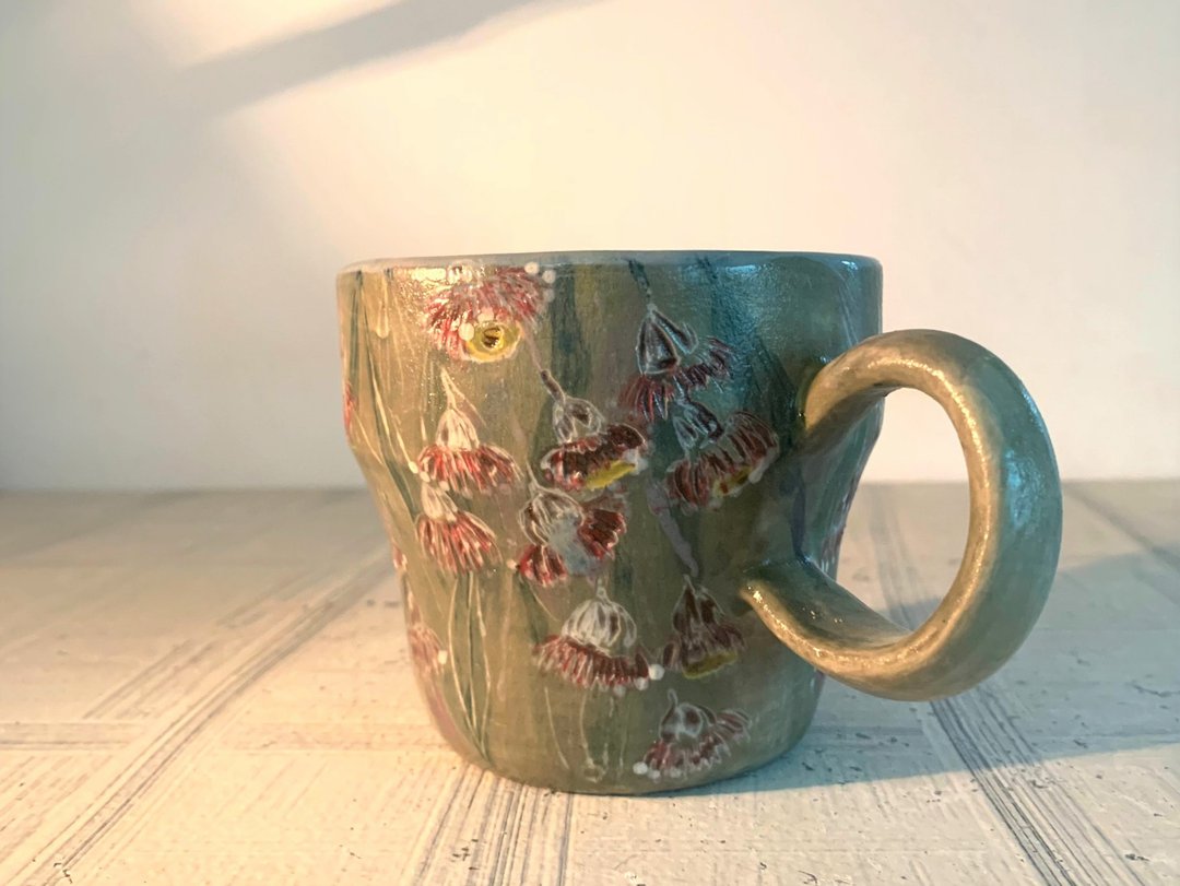 桉树花陶制咖啡杯_陶器马克杯 - 咖啡杯/马克杯 - 陶 绿色