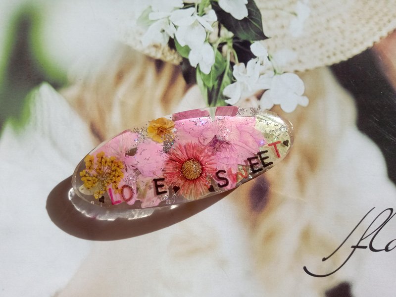 Annys workshop手作押花发夹,粉色千鸟 - 发饰 - 其他材质 多色