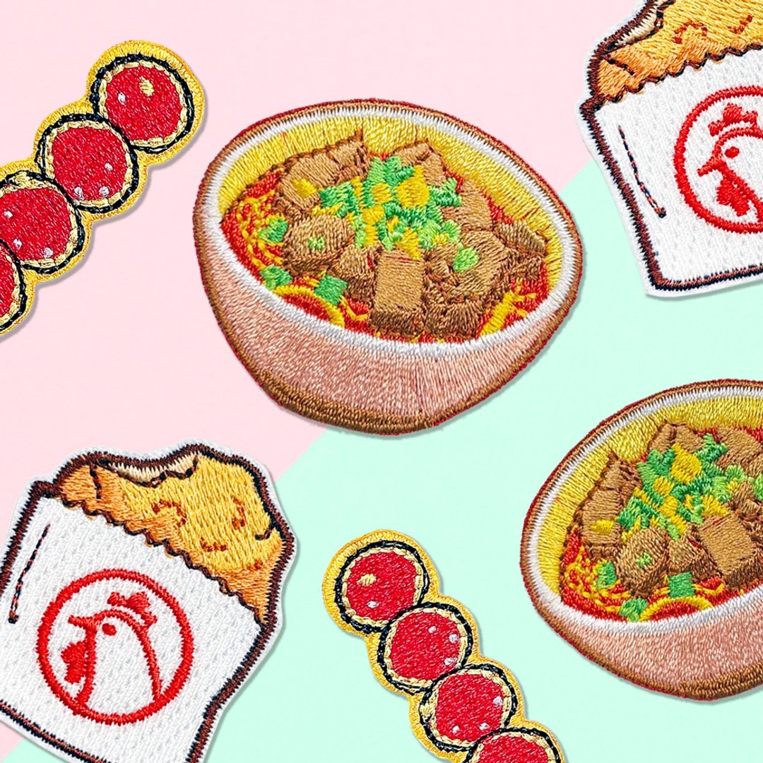 【刺绣布贴】台湾美食特辑 第二弹 (三款) - 贴纸 - 绣线 