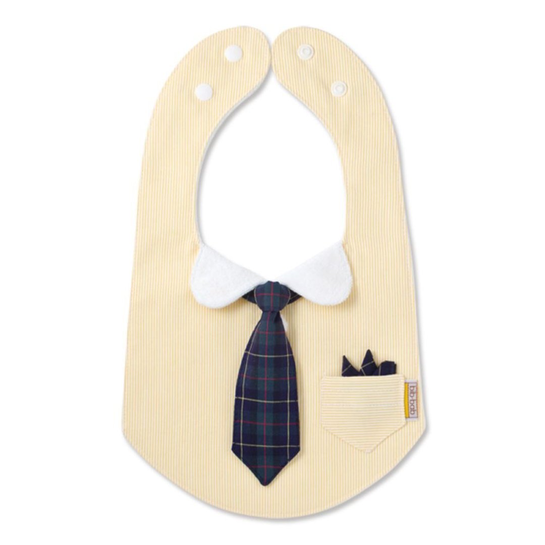 Boy's formal bib (Yellow×Green Tartan Tie) - 围嘴/口水巾 - 棉 黄色