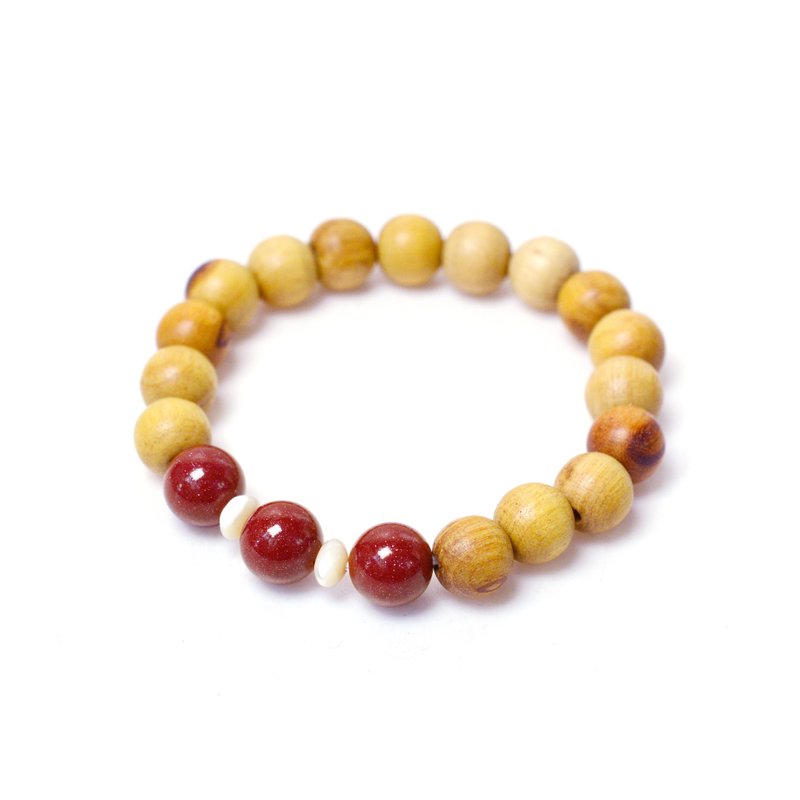 【汉礼】 10mm 圣木手串 (配朱砂) - 手链/手环 - 木头 