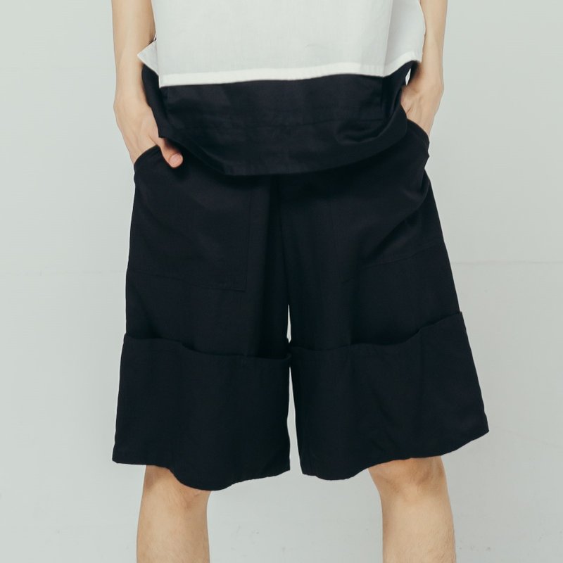 8 lie down_反折五分裤 - 男士长裤 - 其他材质 黑色