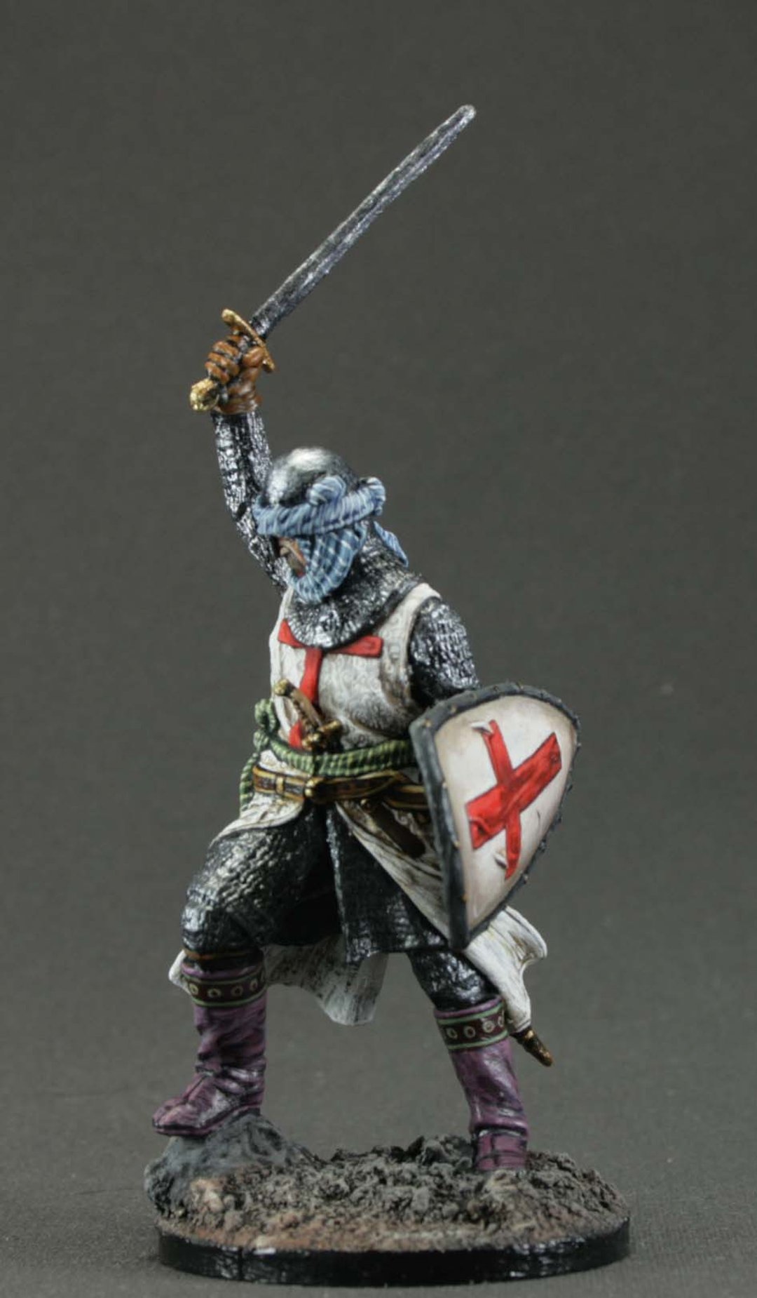 knight Middle Ages Hand Painted miniature figurine 54 mm Home Decor Gift for Man - 玩偶/公仔 - 其他金属 白色