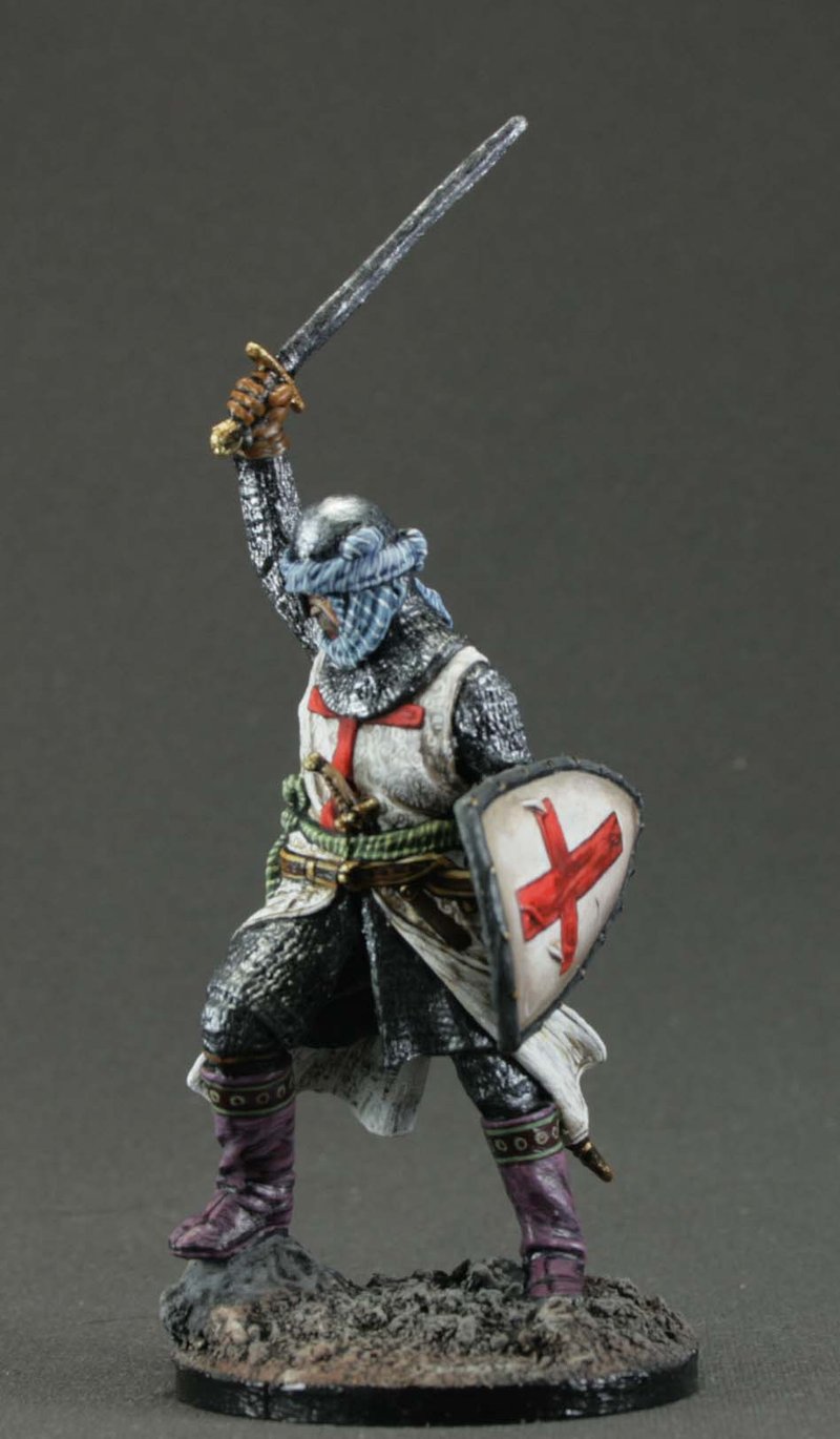 knight Middle Ages Hand Painted miniature figurine 54 mm Home Decor Gift for Man - 玩偶/公仔 - 其他金属 白色
