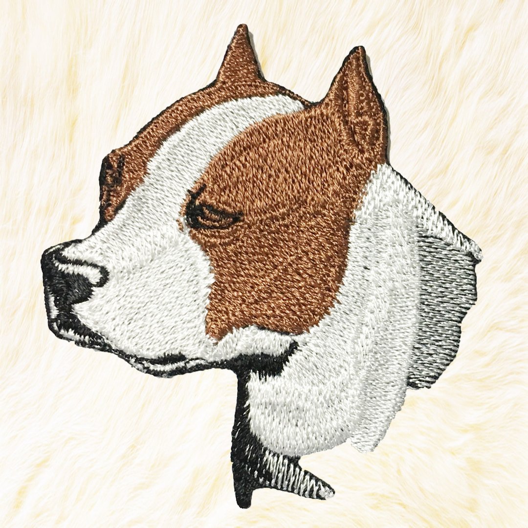 Pitbull Terrier Dog Iron on Patch Buy 3 Get 1 Free - 编织/刺绣/羊毛毡/裁缝 - 绣线 咖啡色