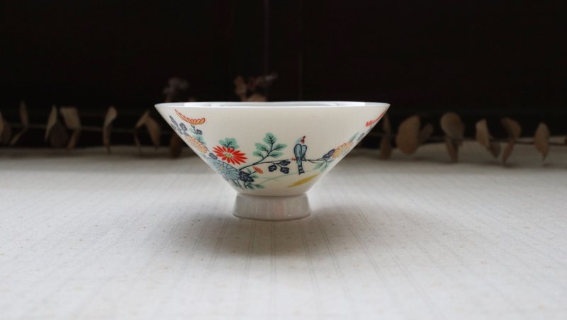 早期日式餐碗-春日浮世 (餐具/老件/旧物/白磁/东洋/典雅) - 碗 - 瓷 白色
