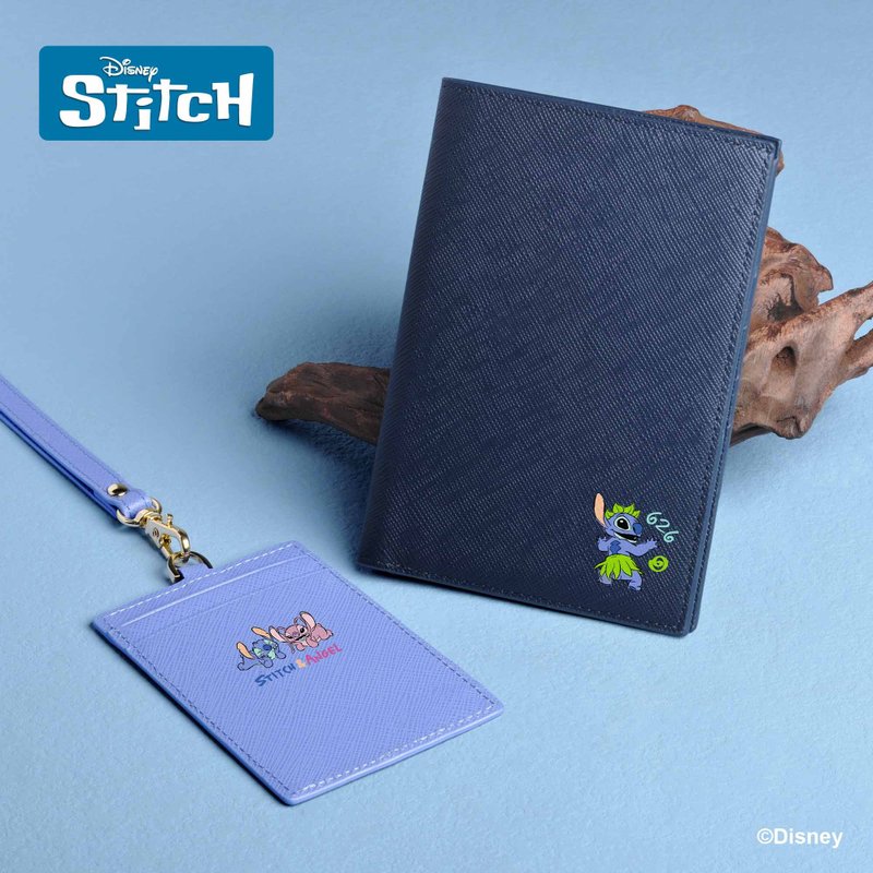 史迪仔  Stitch 限量版 限量版 定制化刻字 皮革证件套 (4色) - 皮夹/钱包 - 真皮 蓝色