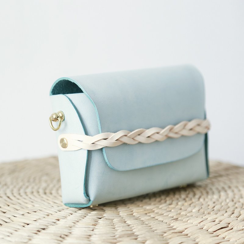 【客订版】迷你 真皮休闲单肩斜挎包-雾蜡蒂芙尼蓝 - 皮夹/钱包 - 真皮 蓝色