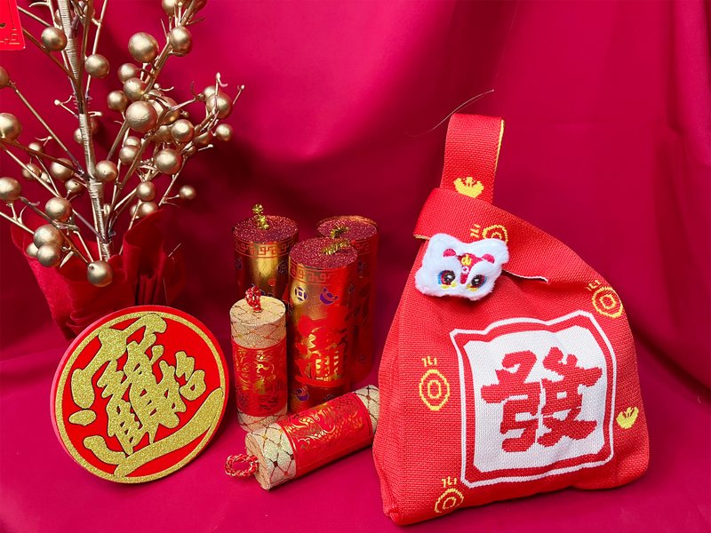 Solis 春节发财针织手提包/针织手拎包 - 手提包/手提袋 - 聚酯纤维 红色