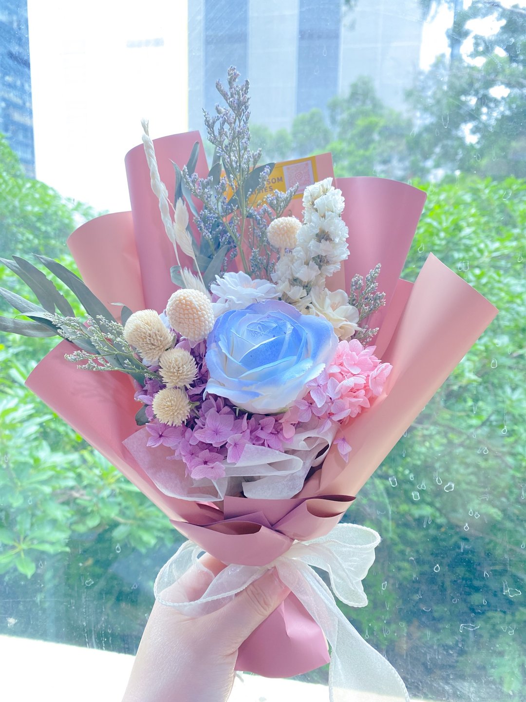 蓝玫瑰粉花束 (mini size) - 干燥花/捧花 - 植物．花 粉红色