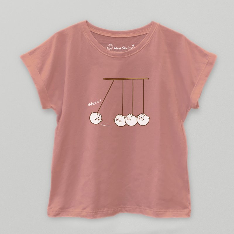 麻糬兔牛顿摆T-shirt - 女装 T 恤 - 棉．麻 粉红色