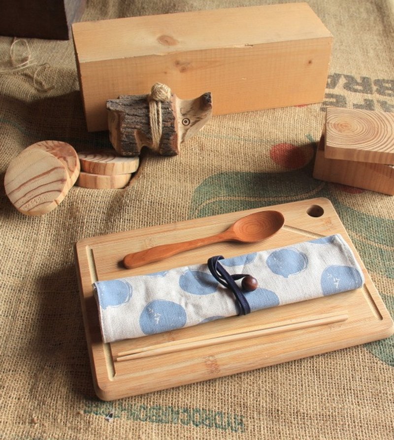 weimom's微芒布创：水蓝切面 - 笔袋、筷套、环保餐具袋、布卷、圣诞礼物 ● 台湾制造-手作良品 - 筷子/筷架 - 棉．麻 蓝色